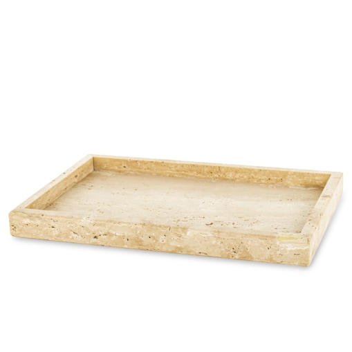Taca dekoracyjna z trawertynu 30x20x3 cm VANTIERA