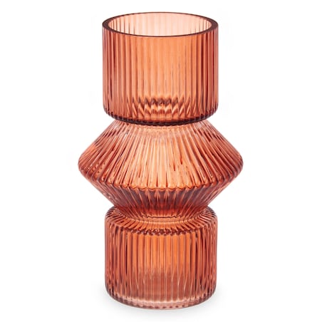 Szklany wazon ryflowane szkło, 9,5 x 16,5 cm