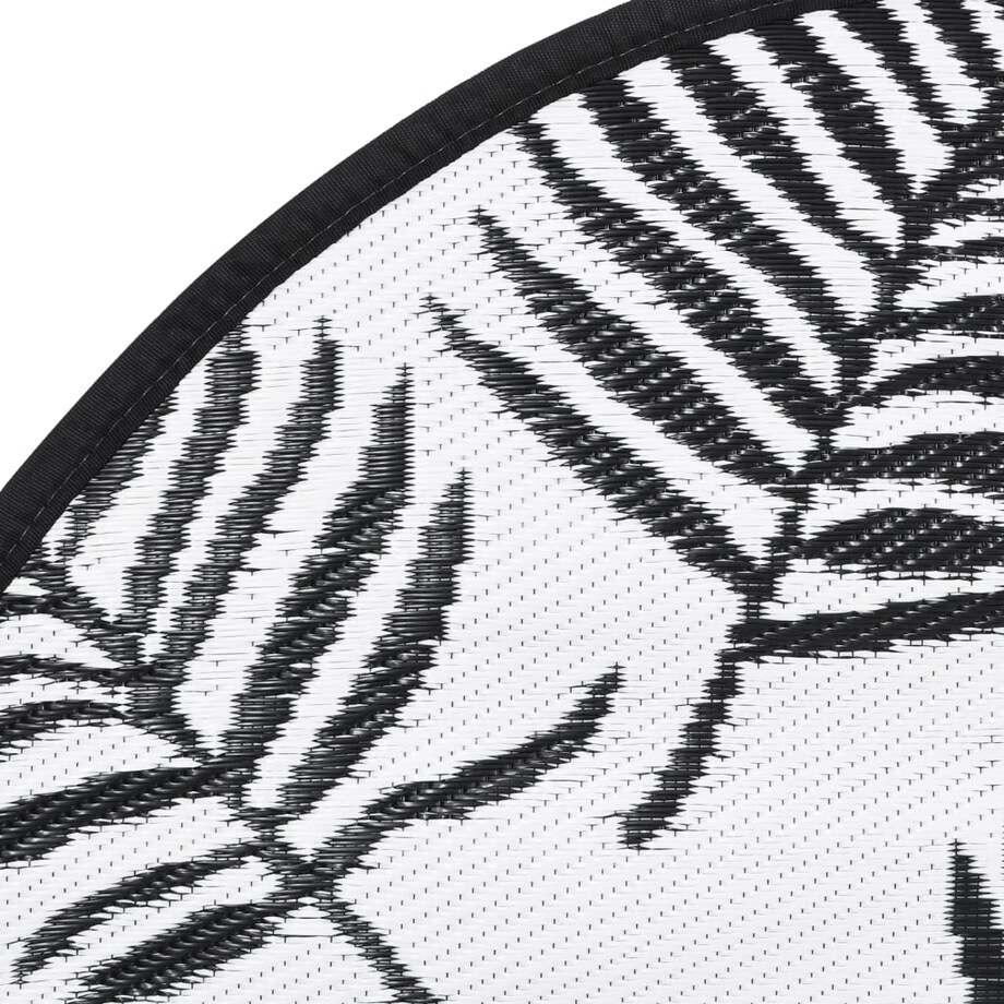 vidaXL Dywan na zewnątrz, ARAKIL biało-czarny, Ø120 cm, PP