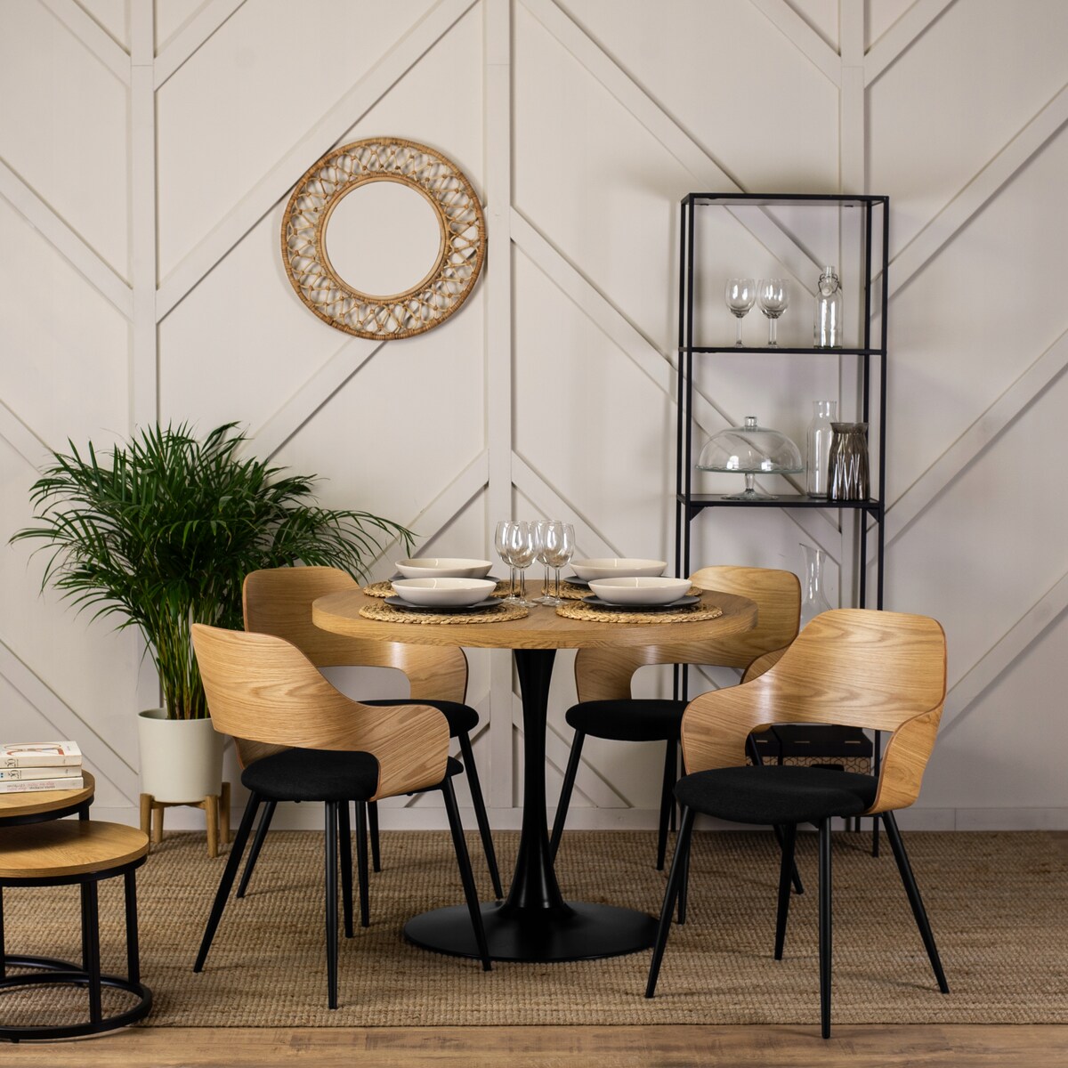 Krzesło Tapicerowane Drewniane Loft Gięte Drewno Do Salonu Jadalni Dąb ORBI