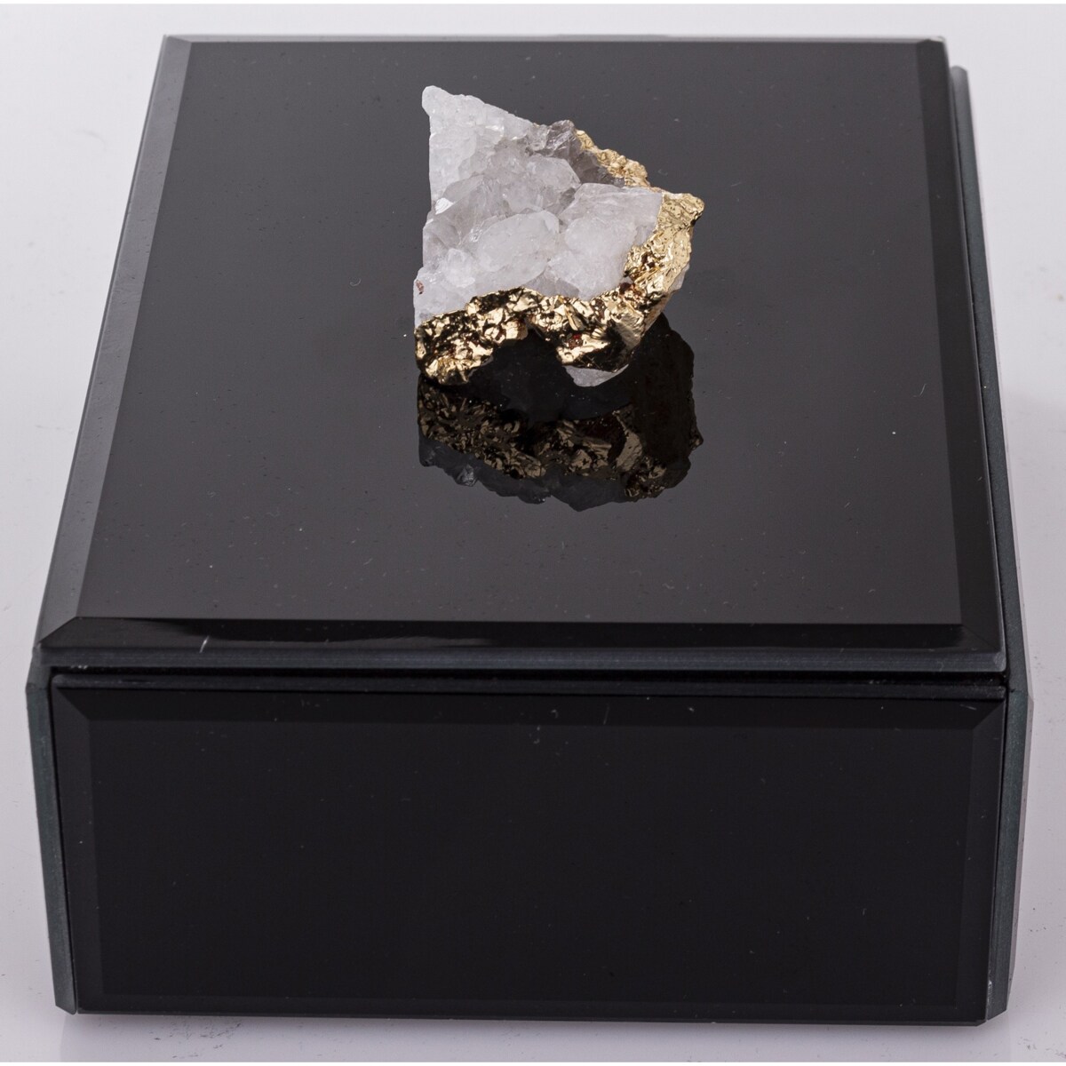 Szkatułka szklana na biżuterię 16x12x6 cm DEKOR AGAT czarna