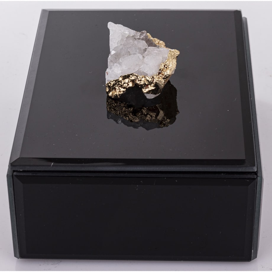 Szkatułka szklana na biżuterię 16x12x6 cm DEKOR AGAT czarna