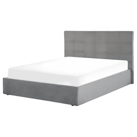 Łóżko z pojemnikiem welurowe 160 x 200 cm szare LORIENT