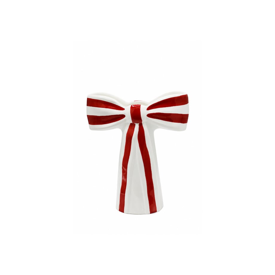 Wazon ceramiczny 25x21,5x9,4 cm KOKARDA w biało-czerwone pasy