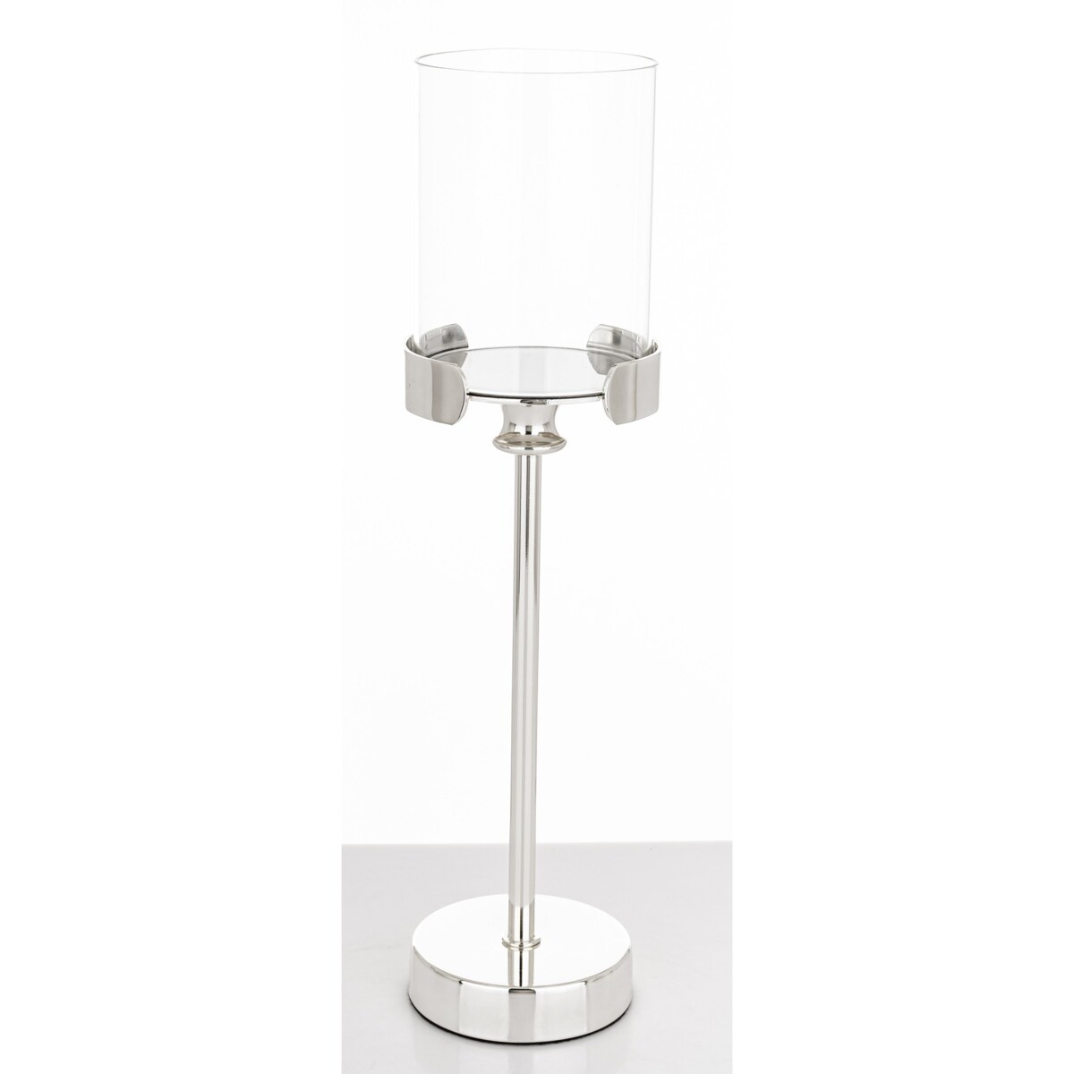 Świecznik srebrny z kloszem 33x8,5x8,5 cm CHANDIA