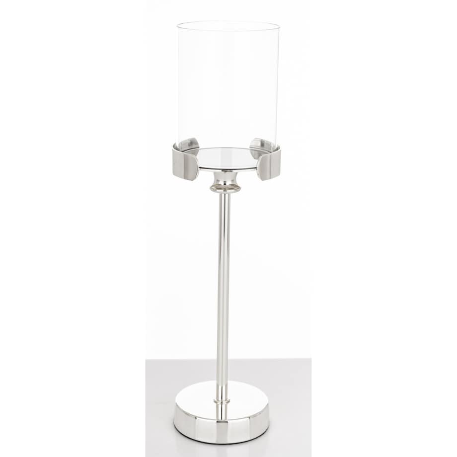 Świecznik srebrny z kloszem 33x8,5x8,5 cm CHANDIA