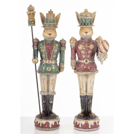 Dekoracja - para królików 30,5x9,5x6,5 i 31,5x9x6,5 cm REYES