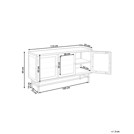 Szafka trzydrzwiowa metalowa ze szklaną gablotą biała DEVON