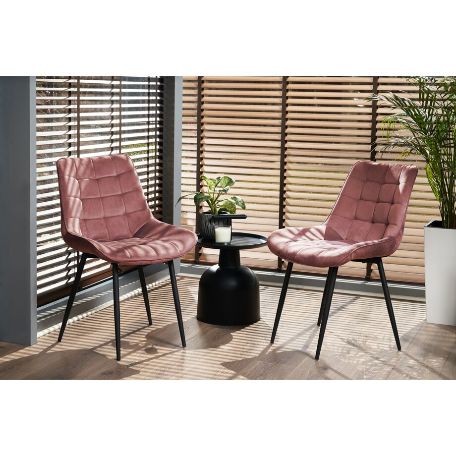 Krzesło tapicerowane welurowe MISTY różowe
