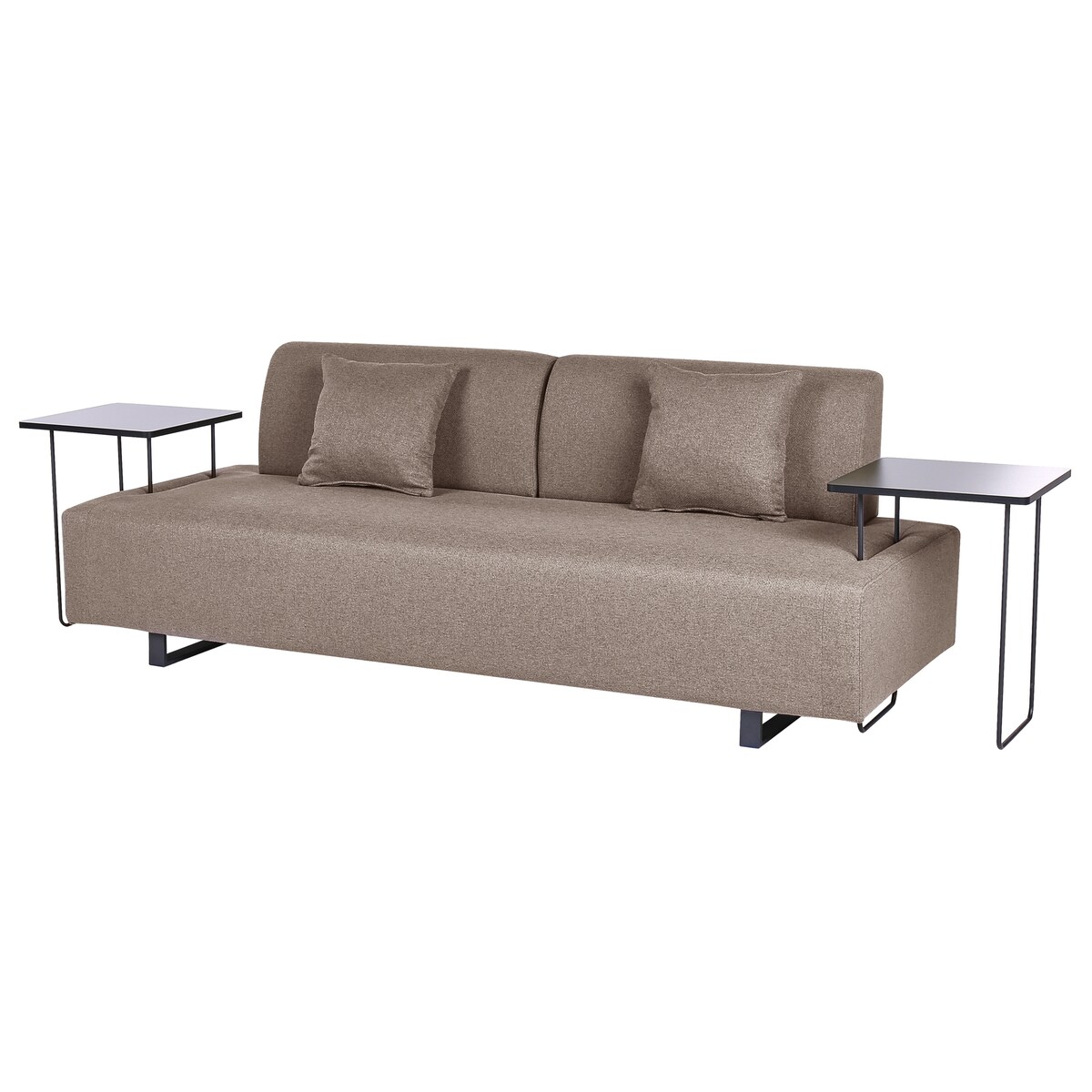 Sofa dla 3 osób SOKNA Beżowoszary ze stolikami