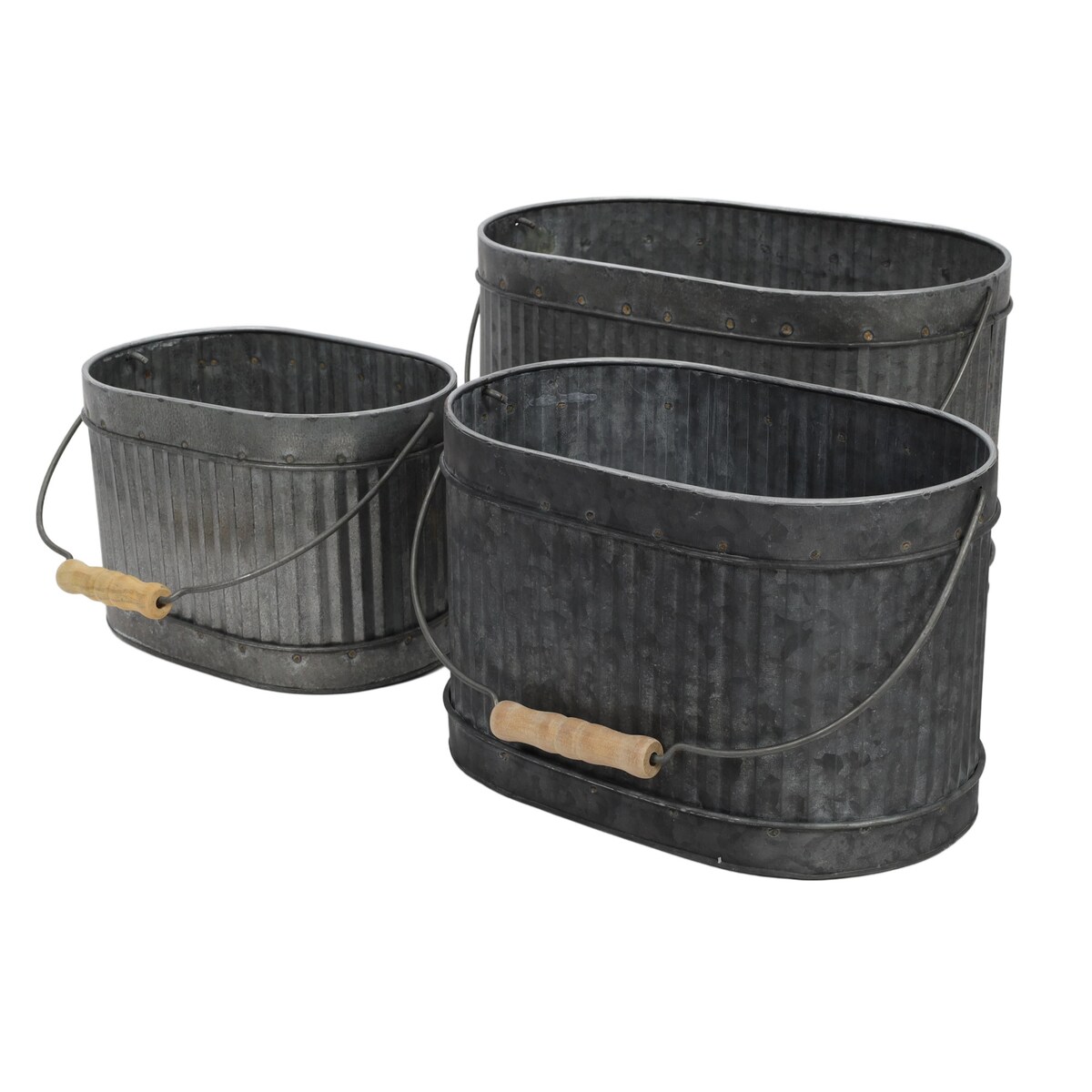 Zestaw metalowych skrzynek na donice, 3 szt. w różnych rozmiarach