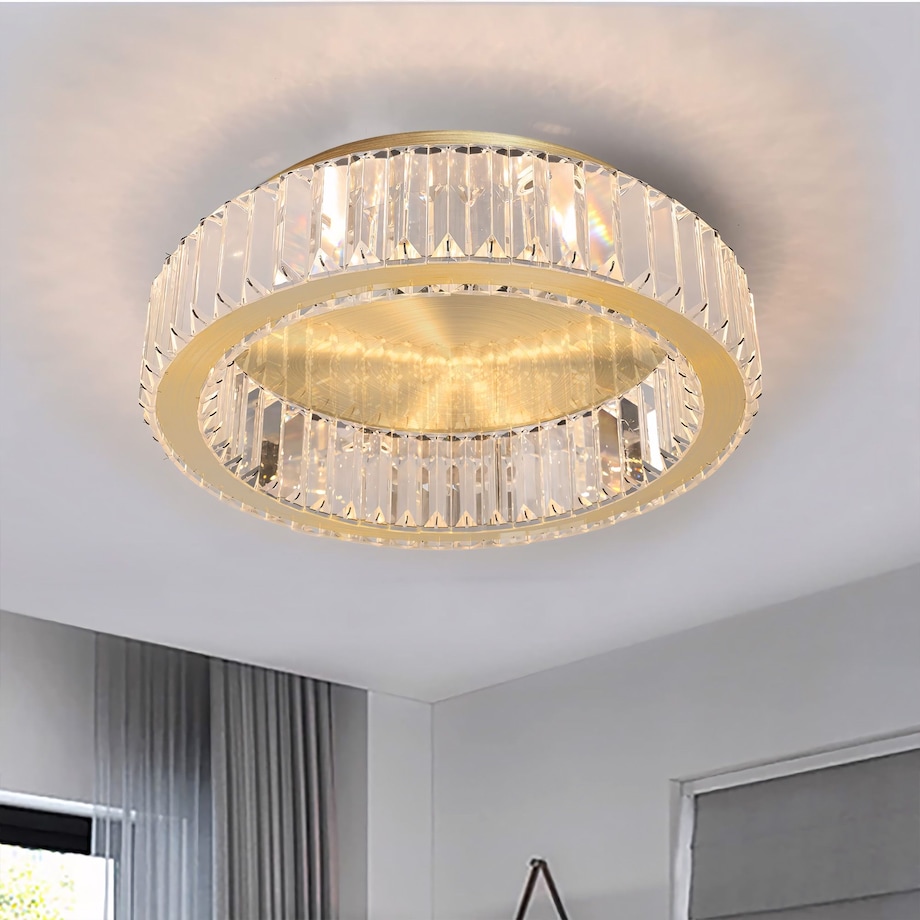 Lampa Sufitowa App1720-C 40Cm Złoty Szczotkowany, Szkło, Metal