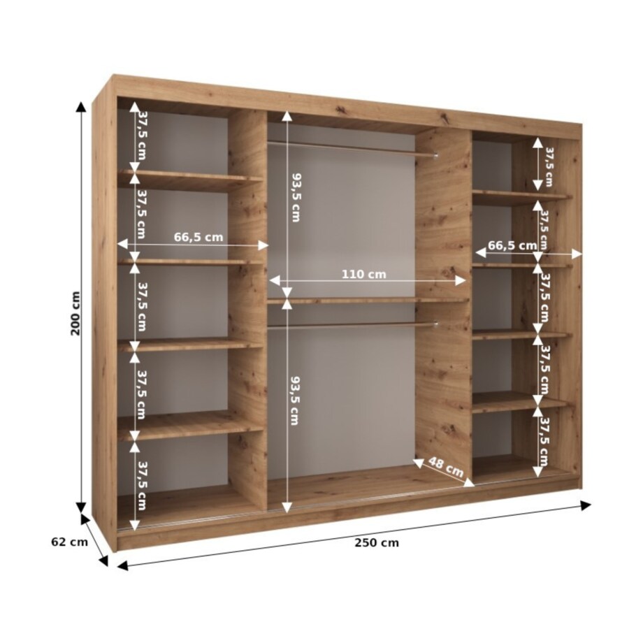 Szafa przesuwna Garderoba MARMUR POLE 250 gł. 62 biały