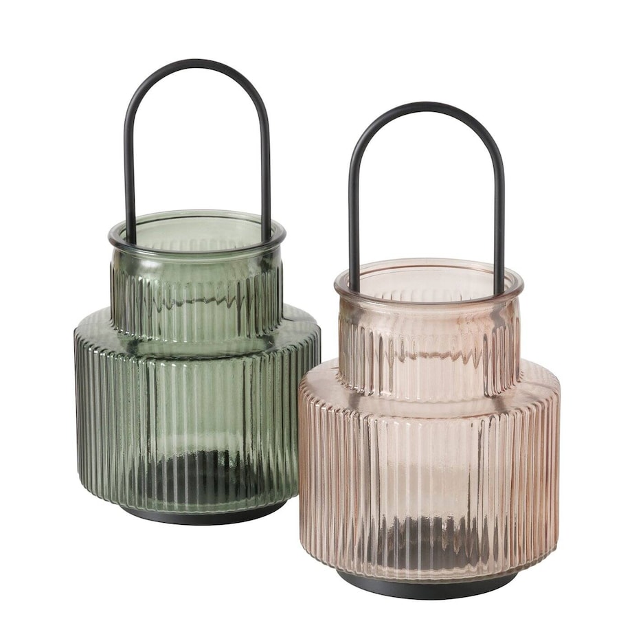 Lampion szklany z ryflowanego szkła RIFFA, Ø 12,9 cm