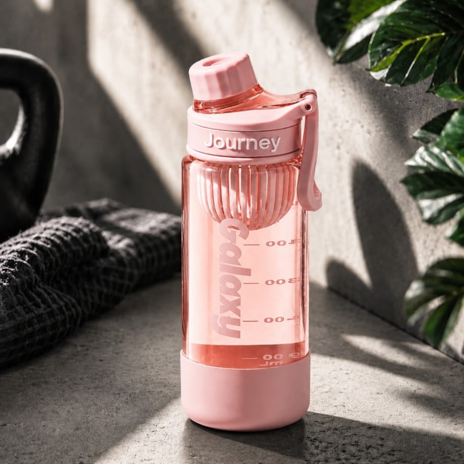 Butelka na wodę z uchwytem, sportowy bidon z miarką 800ML GALAXY różowy BD71R