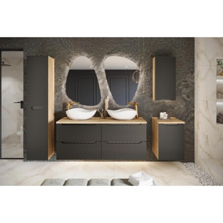 Szafka łazienkowa OCEAN BLACK 81-30-1D 30cm dąb olejowany/czarna