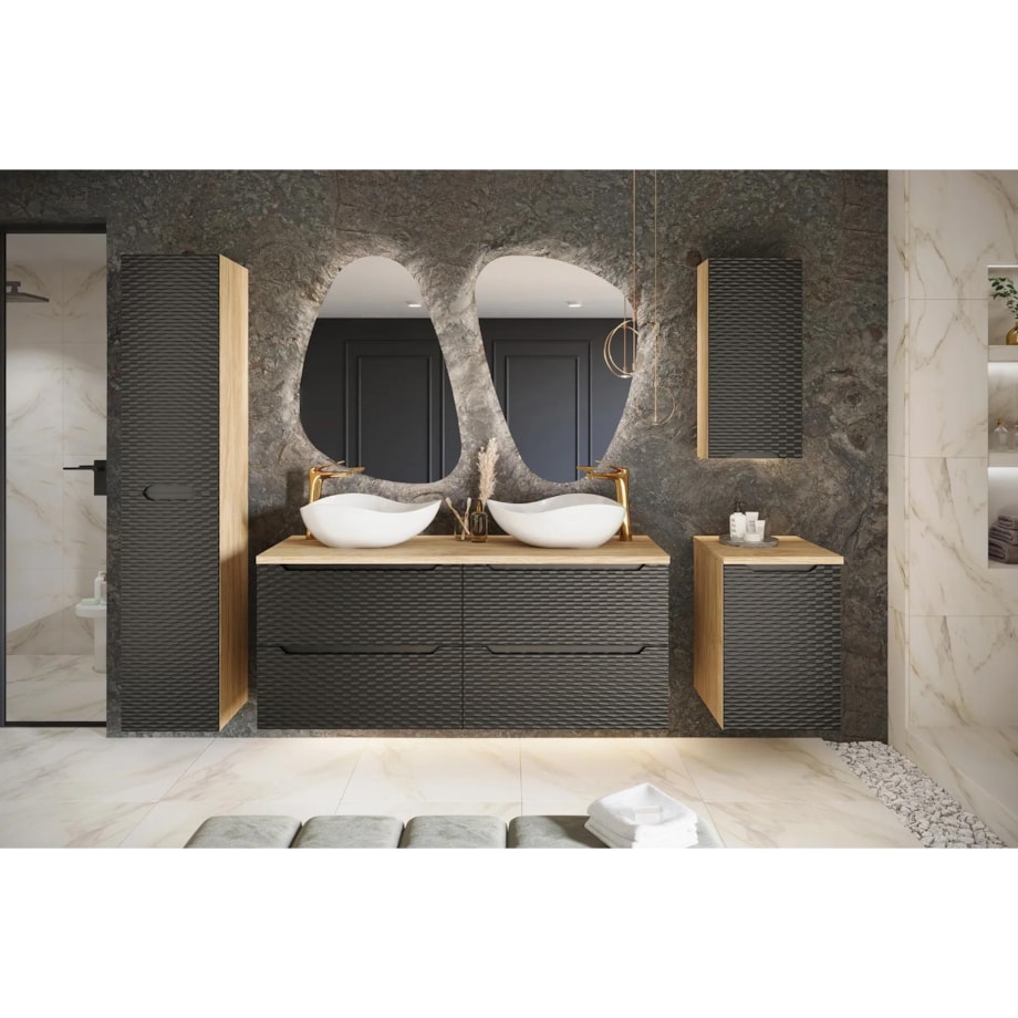 Szafka łazienkowa OCEAN BLACK 81-30-1D 30cm dąb olejowany/czarna