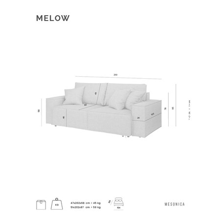 Melow 3-osobowa rozkładana sofa - brzoskwiniowa