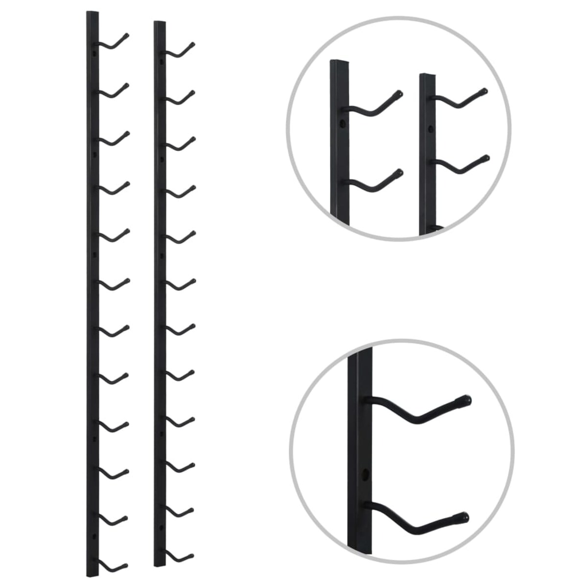 vidaXL Ścienny stojak na 12 butelek wina, czarny, żelazny