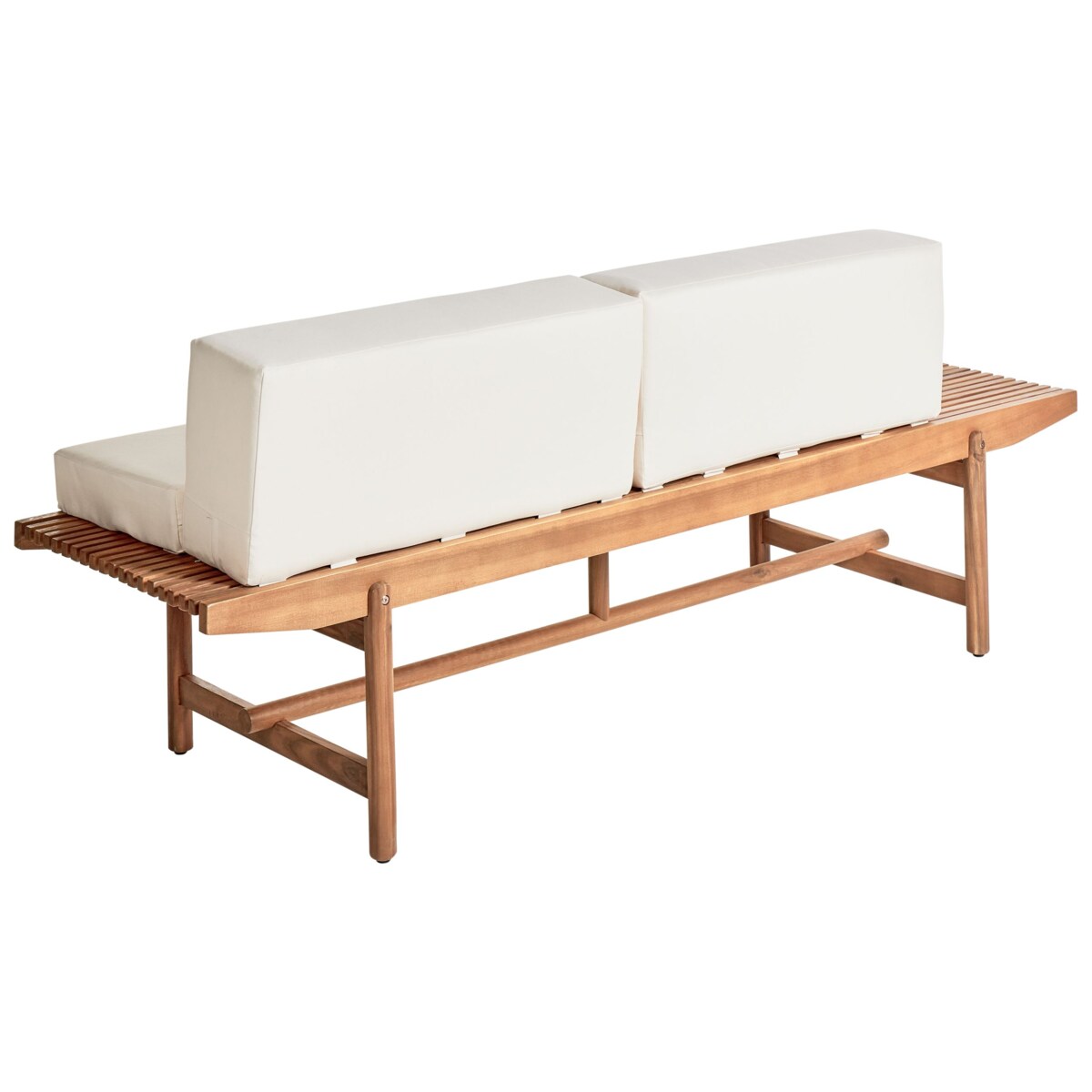Ławka ogrodowa z poduchą GIAVENO 210 cm Drewno akacjowe Złamana biel