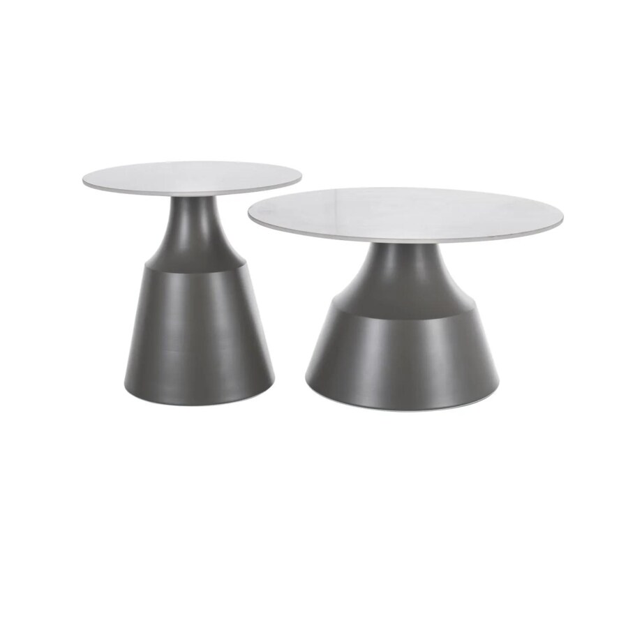 Zestaw 2 ław ITAKA biały połysk/szary mat