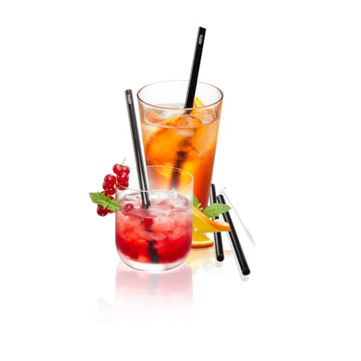 Zestaw 4 czarnych szklanych słomek FUTURE 18 cm