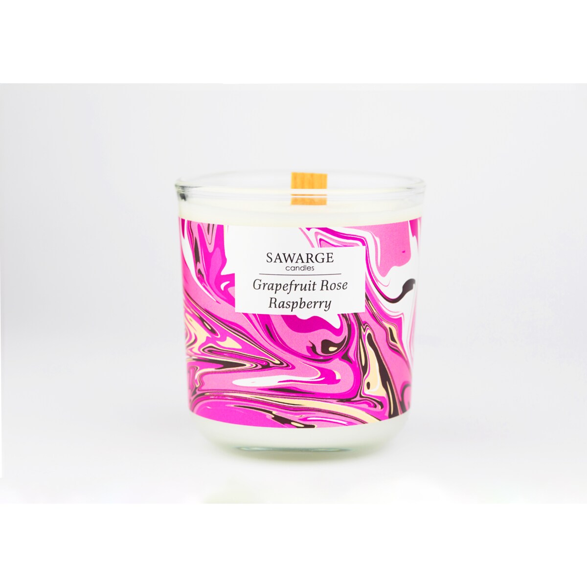 Świeca Zapachowa Sojowa / Drewniany Knot /40h/Malina Grapefruit Róża 200g