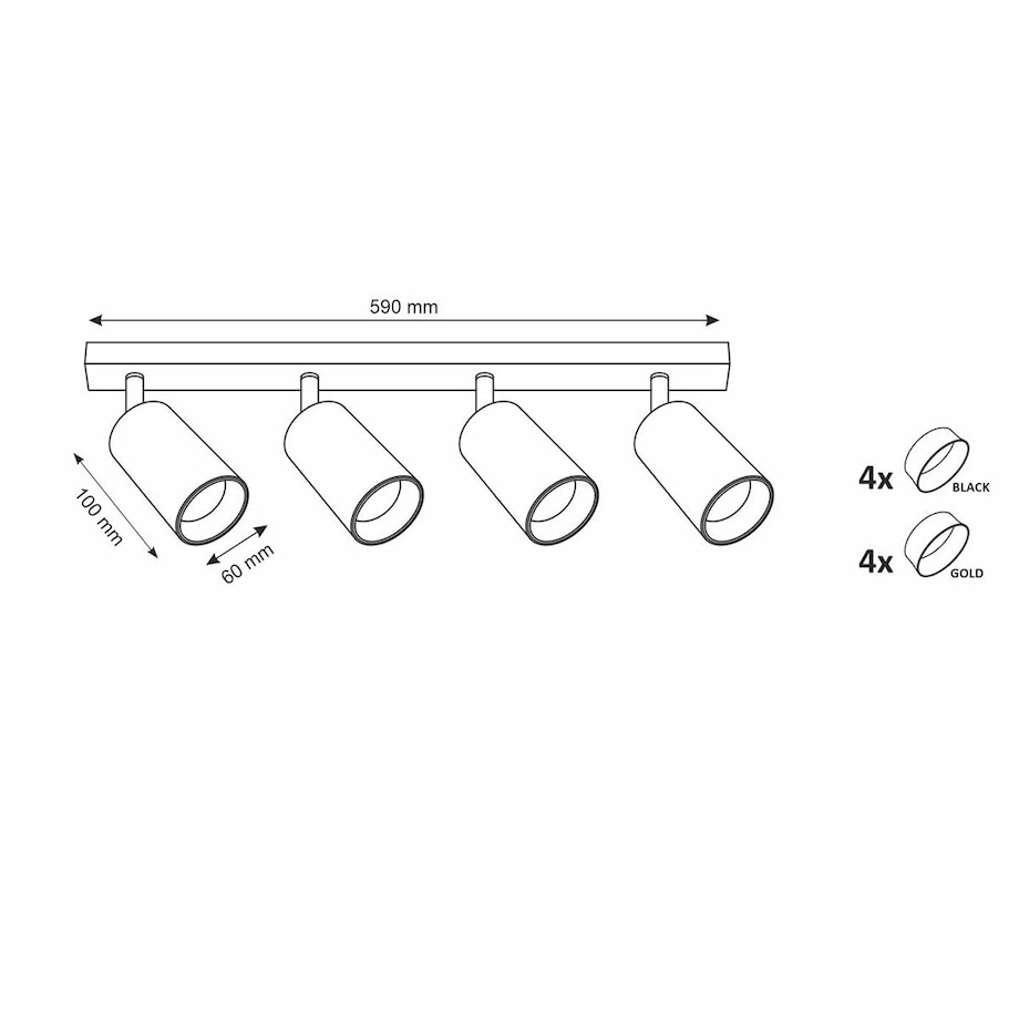 Sufitowa lampa nowoczesna Maribel listwa z regulacją czarna złota
