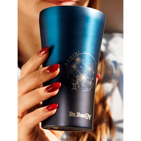 Kubek termiczny na kawę Dr.Bacty Apollo 2.0 - "Bliźnięta" - 360 ml - Monaco Blue
