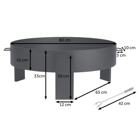 Palenisko ogrodowe z uchwytami na ognisko grill 80cm Berdsen BD-883