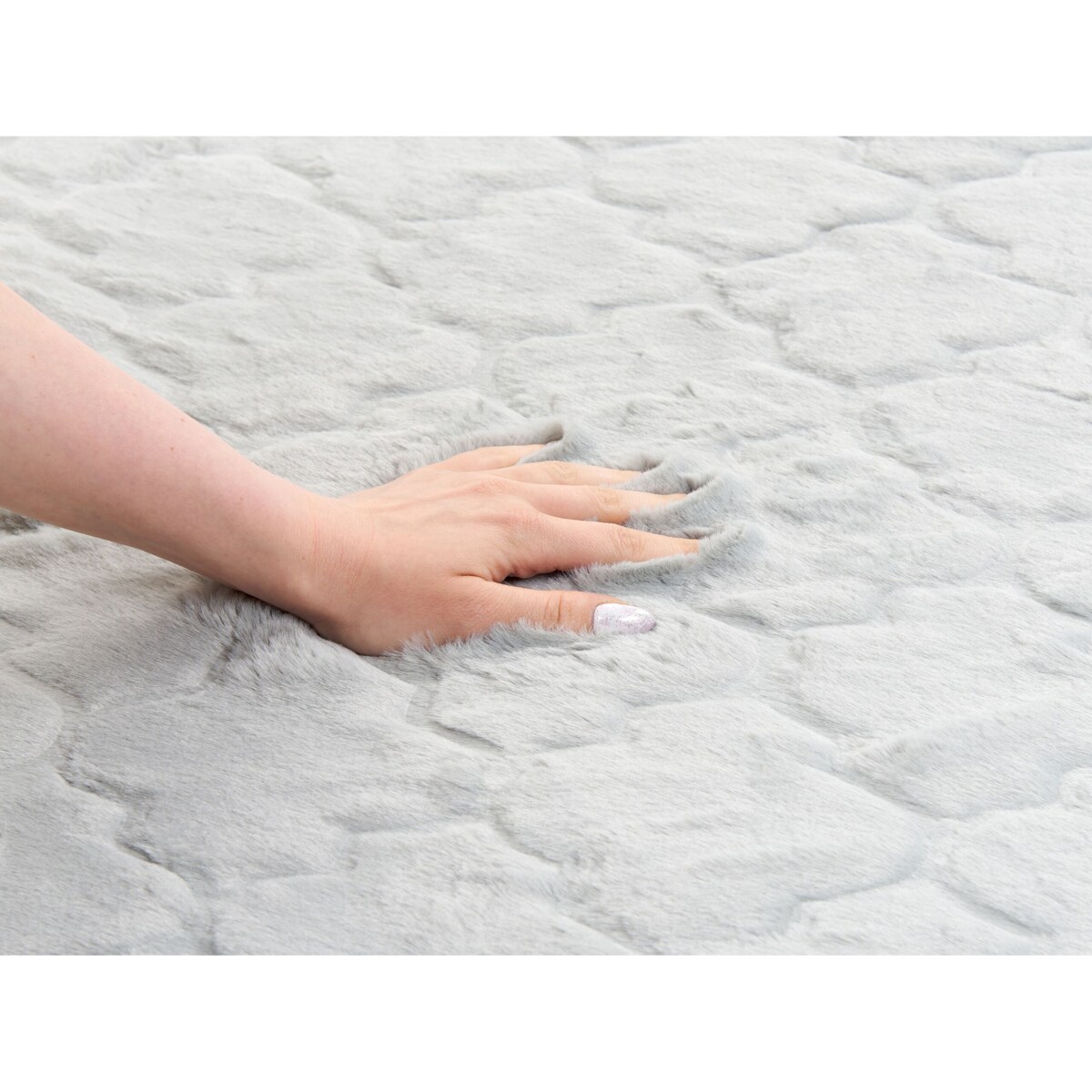 Dywan sztuczne futro królika 80 x 150 cm jasnoszary GHARO