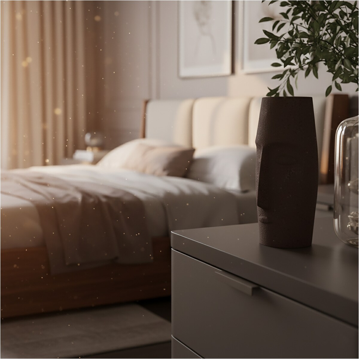 Wazon Aluminiowy Zdobiony Dekoracyjny Waza Ozdobna Na Kwiaty Twarz 8X20 Cm Brązowy