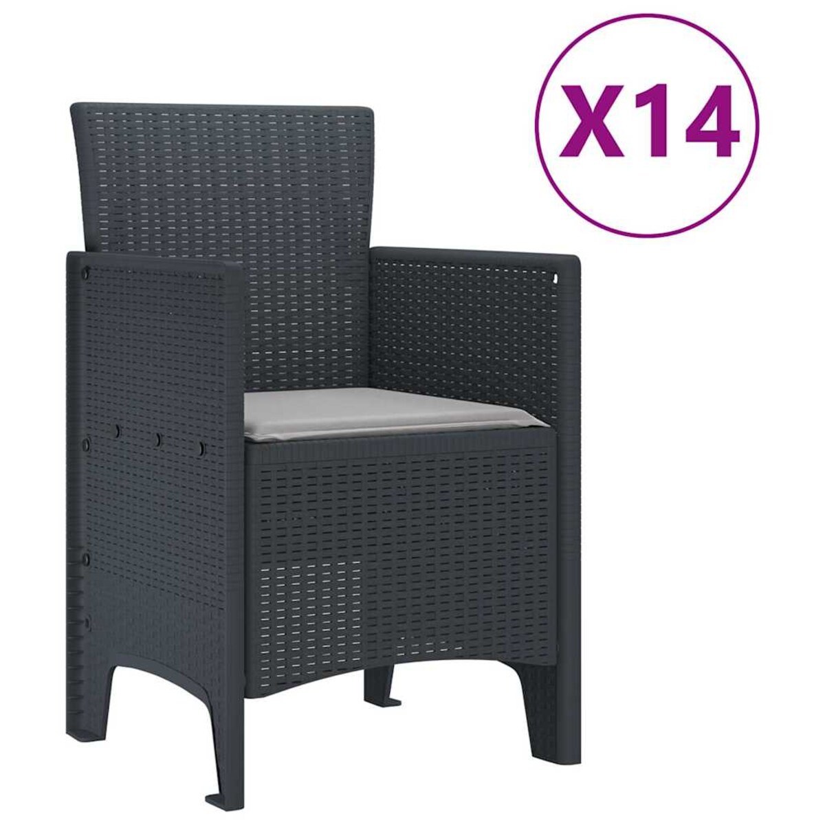 vidaXL Zestaw do jadalni w ogrodzie 15 pcs Antracyt Rattan Polt