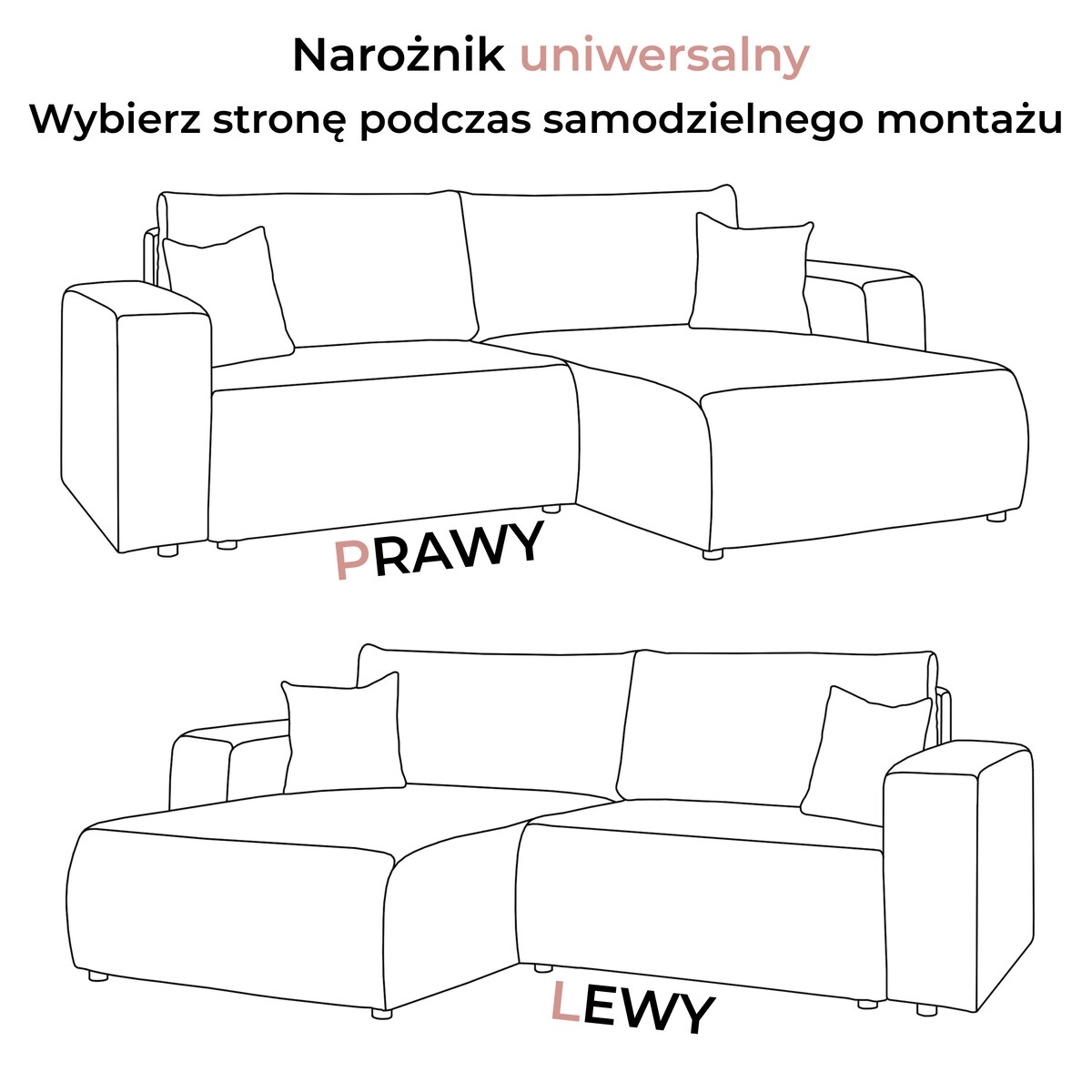 Narożnik MOVE z funkcją spania i pojemnikiem na pościel, Tilia 86