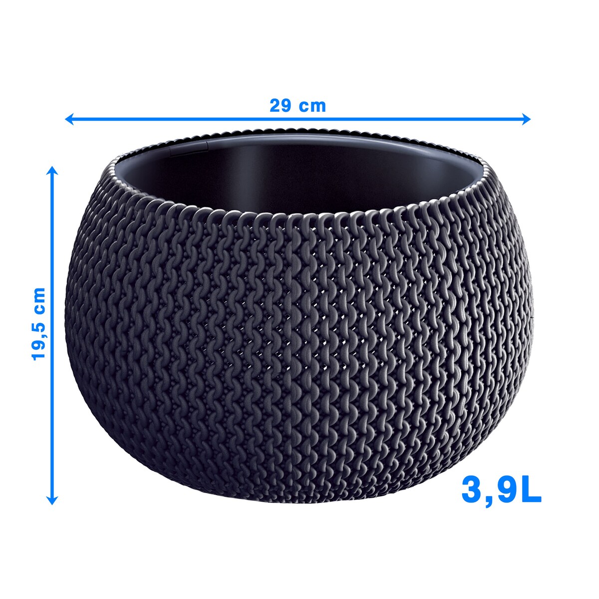 Doniczka Donica Do Domu I Ogrodu Splofy Bowl Antracytowa 29 Cm