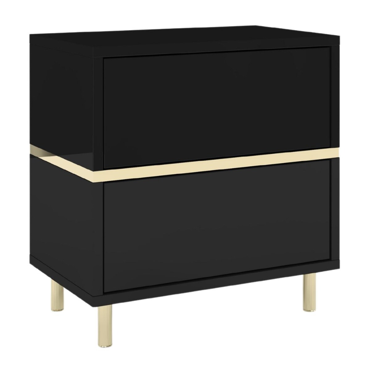 Elegancka czarna szafka nocna Dancan MARIKA ze złotymi dodatkami