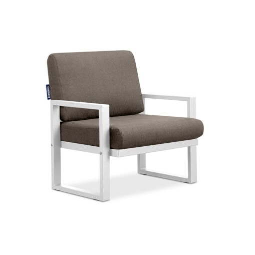 KONSIMO FRENA Biały stalowy fotel tarasowy w stylu loftu