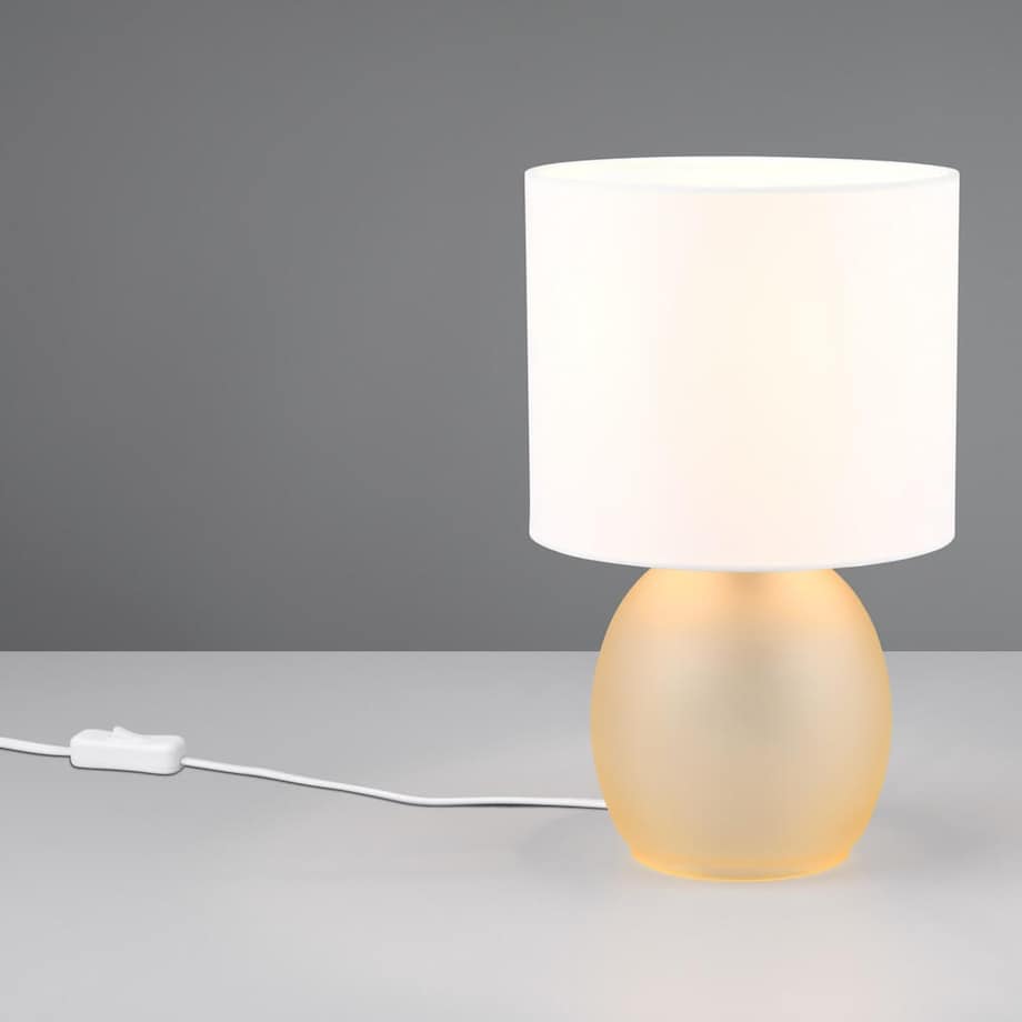 Materiałowa lampka stołowa Vela 517900113 Trio biała złota