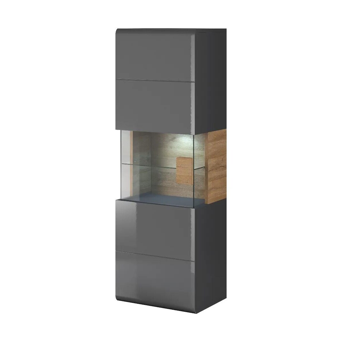 Witryna wisząca TOLEDO 1D antracyt połysk/dąb grandson