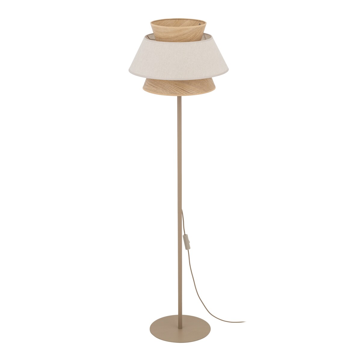 Lampa Stojaca Tk Lighting Kalum Len Fornir 1Xe27 Skandynawski, Boho, Japandi