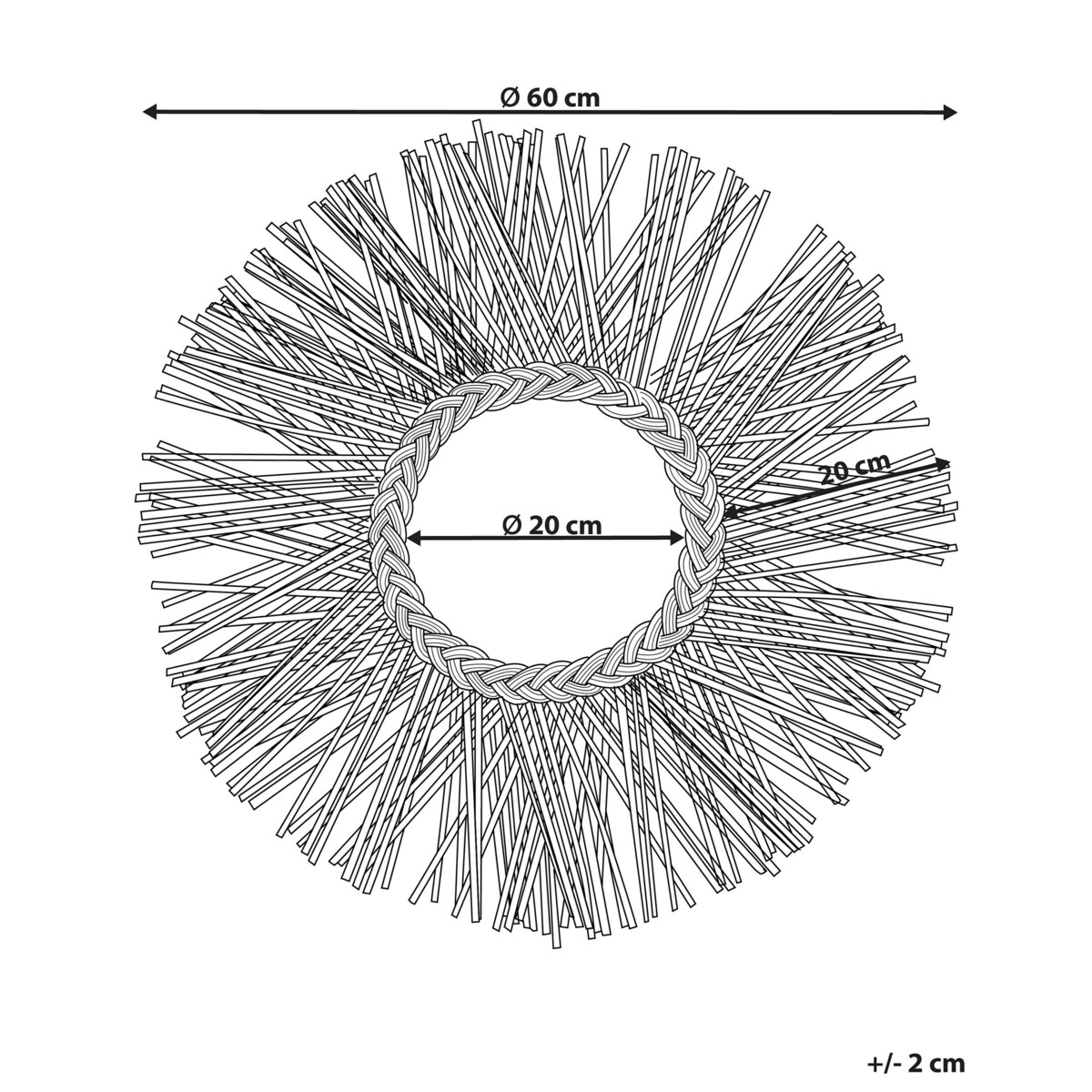 Rattanowe okrągłe lustro ścienne słońce ⌀ 60 cm naturalne KALASIN