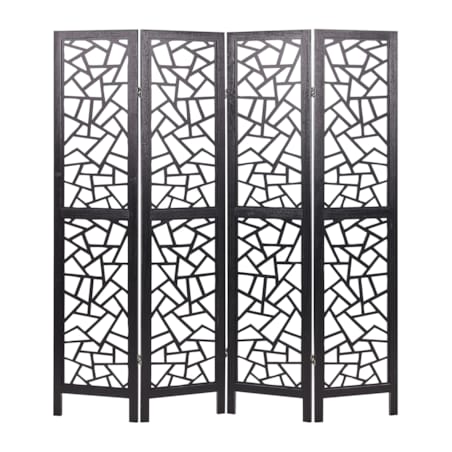 4-panelowy składany parawan pokojowy drewniany 170 x 163 cm czarny PIANLARGO