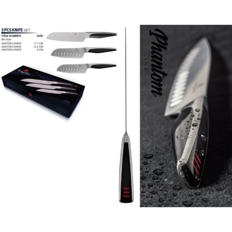 Zestaw 3 noży kuchennych santoku BERLINGER HAUS Phantom
