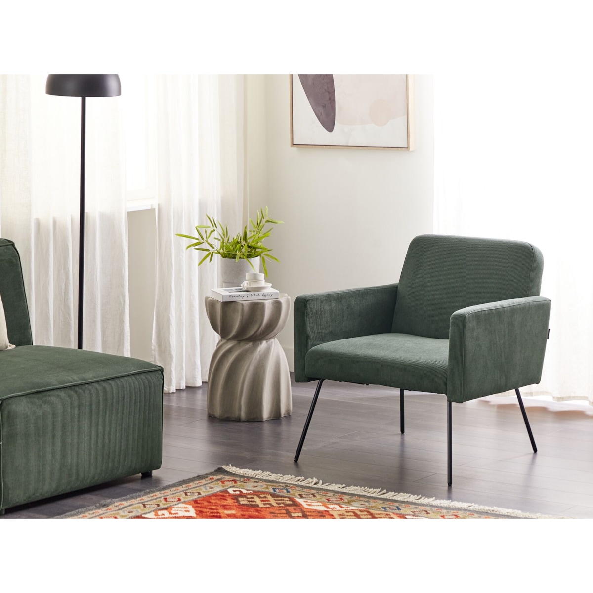 Fotel sztruksowy ciemnozielony NARKEN