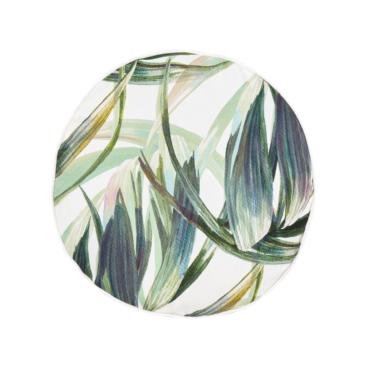 2 poduszki ogrodowe wzór w liście 40 cm zielone z białym CALDERINA