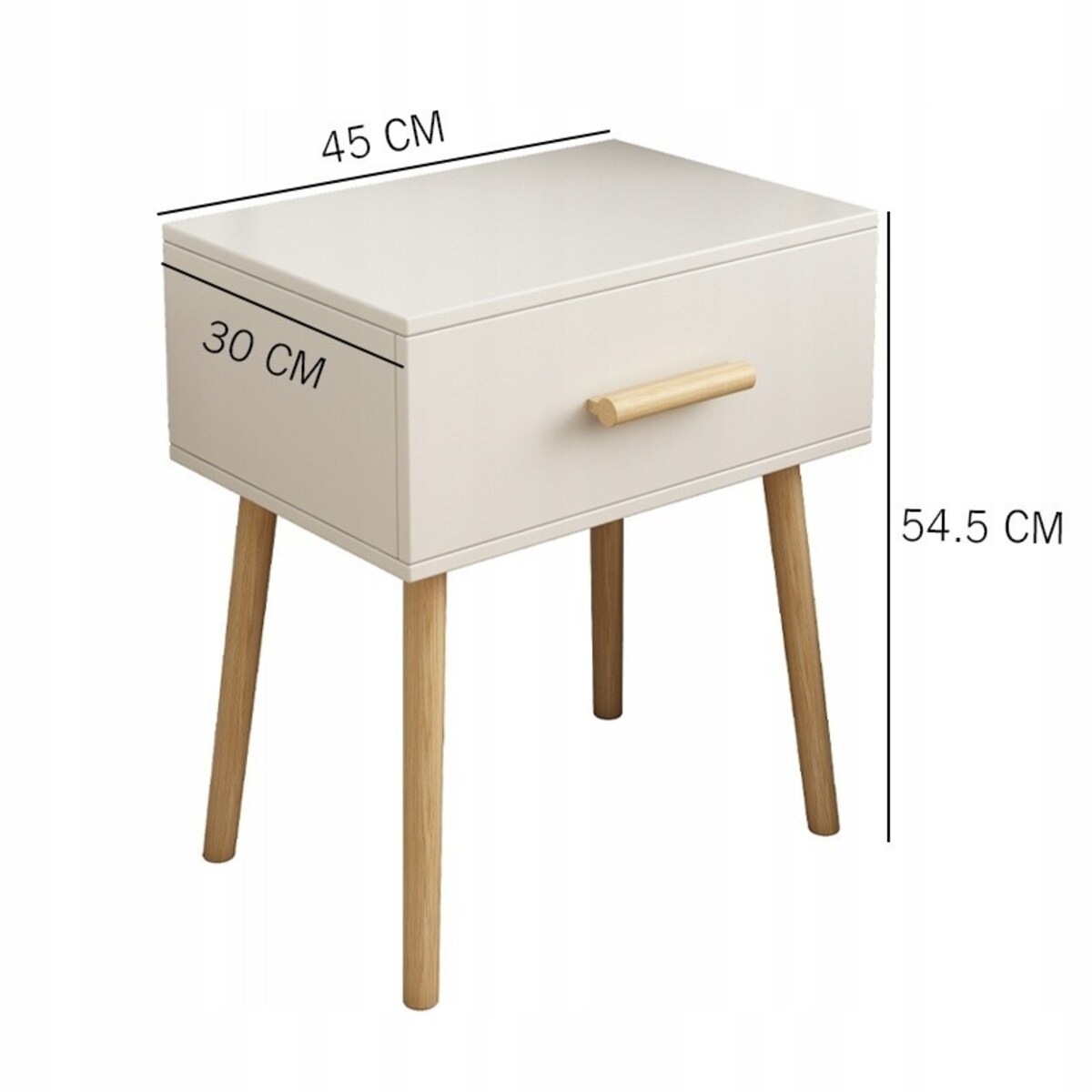 Szafka nocna biała stolik z szufladą skandynawski glamour sypialni loft