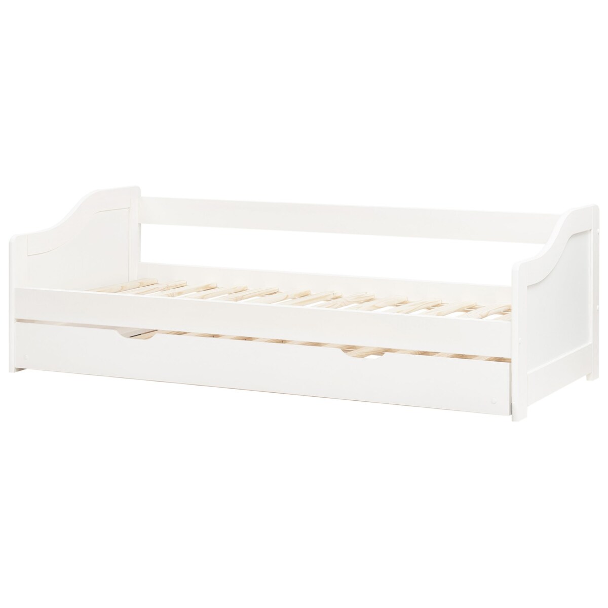 Łóżko wysuwane drewniane 90 x 200 cm białe LUNERAY