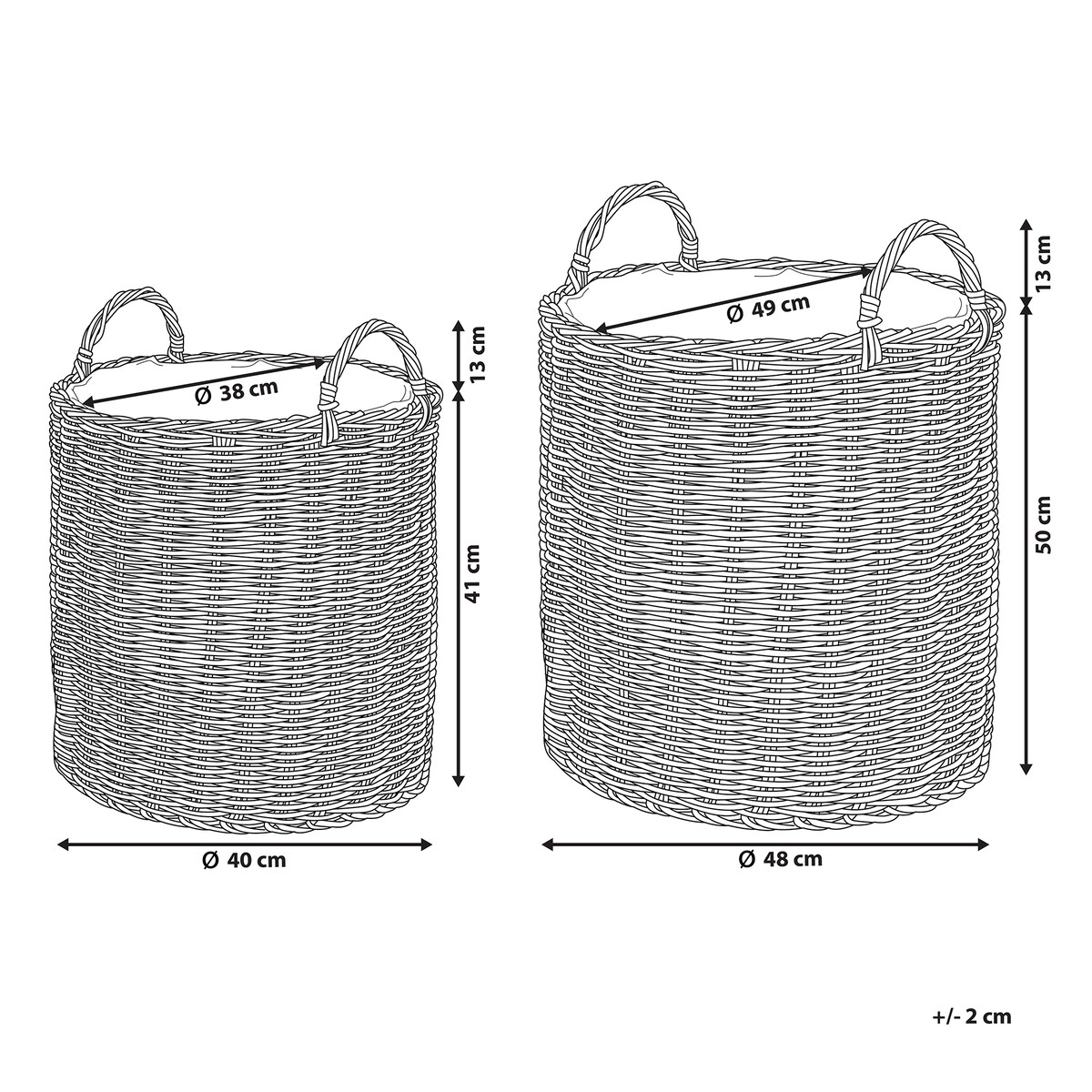 Zestaw 2 koszy na kwiaty BITOLA 40/48 cm Technorattan Brązowy