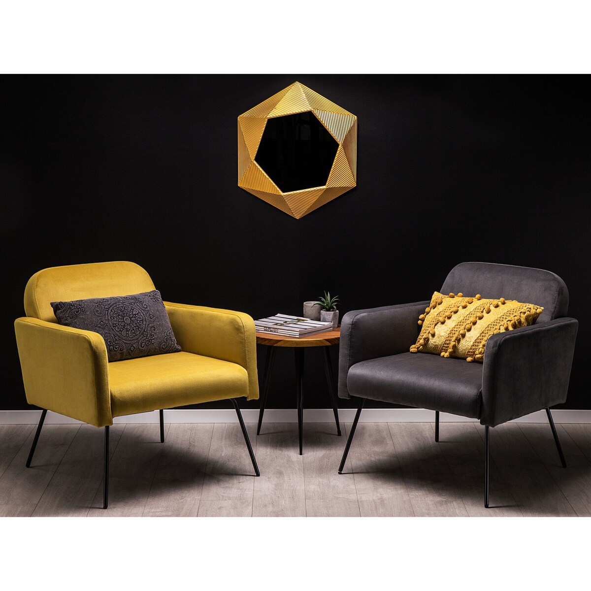 Fotel welurowy szary NARKEN