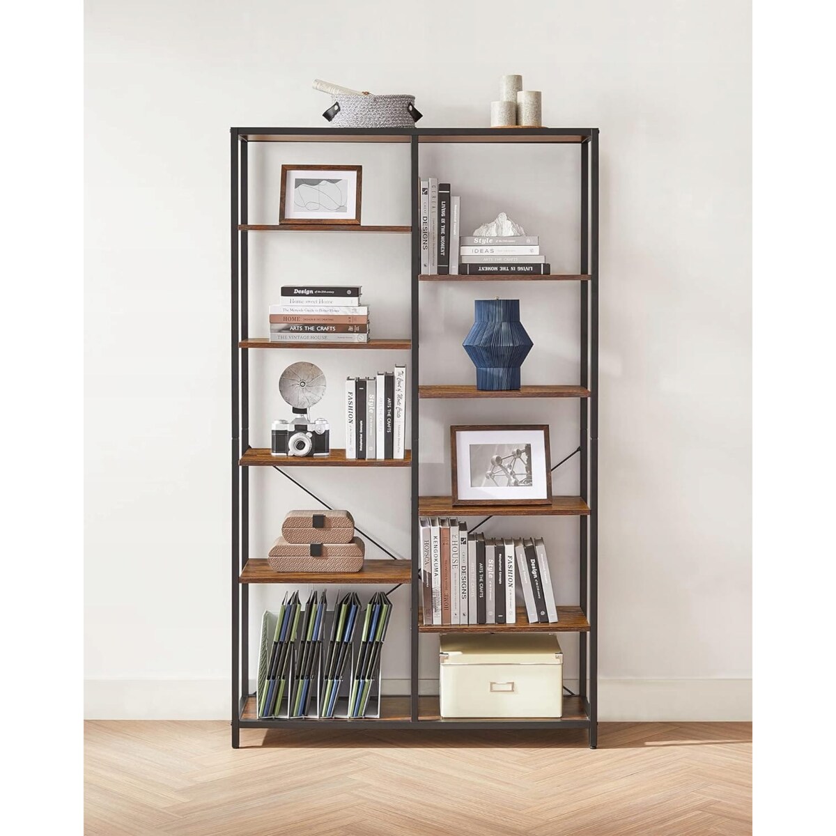 Regał 100X30X170 Cm Rustykalny Brąz, Czarny